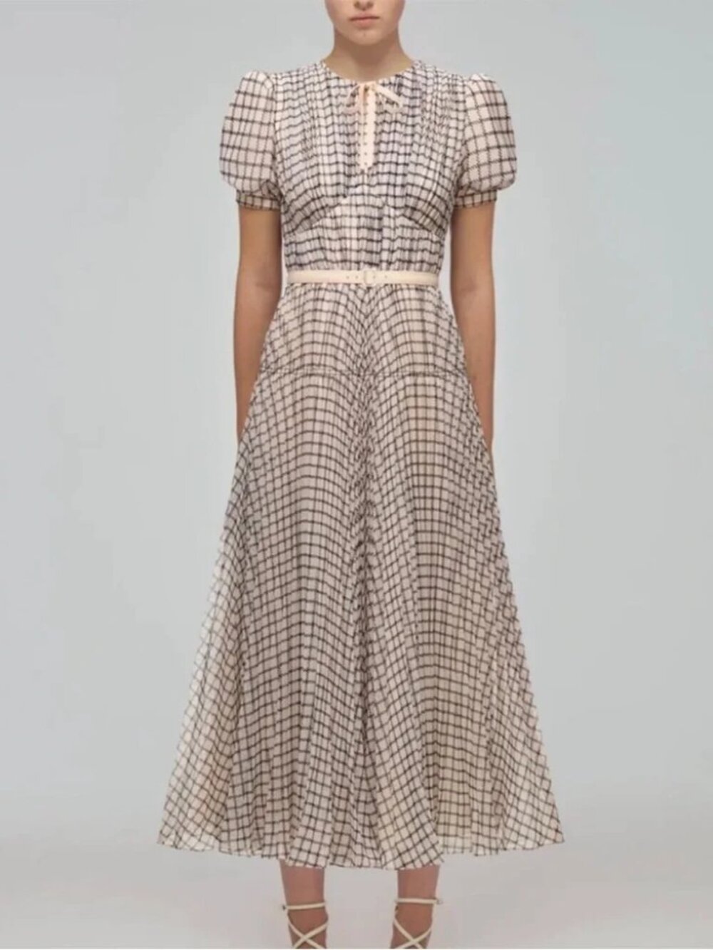 Self-Portrait Monochrome Check Midi Dress Size 8 NWT